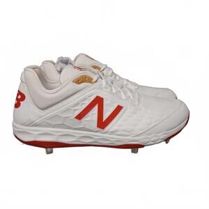 NEW New Balance Mens Faux‎ Leather Fast Pitch Cleats in White/Red, Size 16